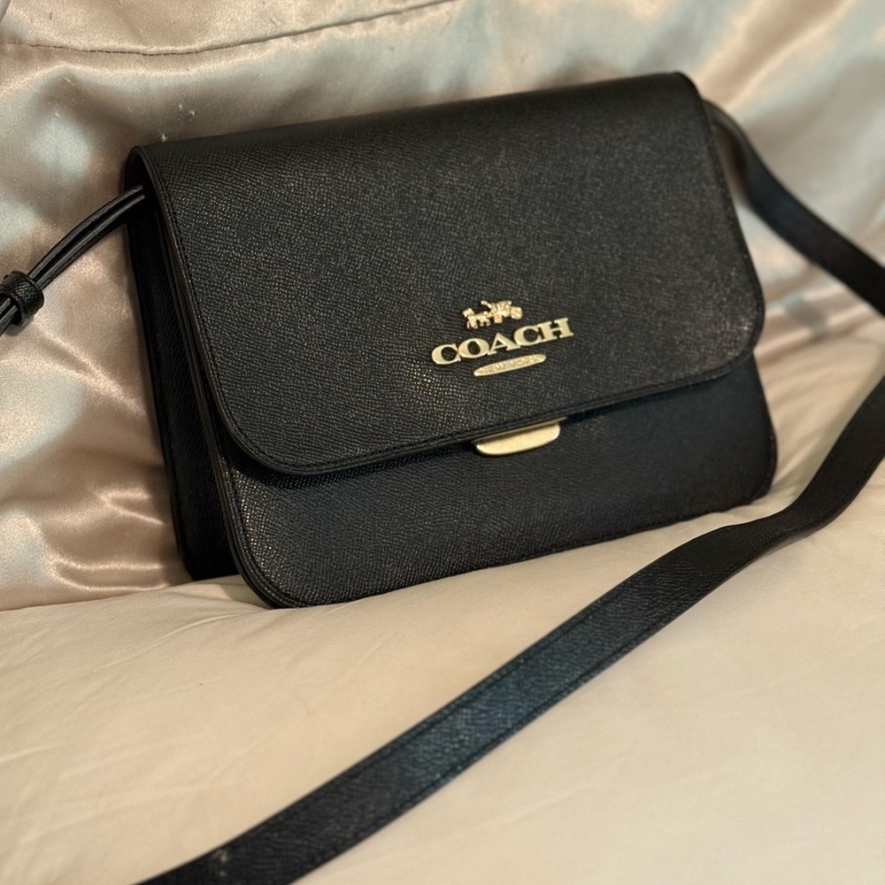 Authentic Coach Black Leather Crossbody Bag